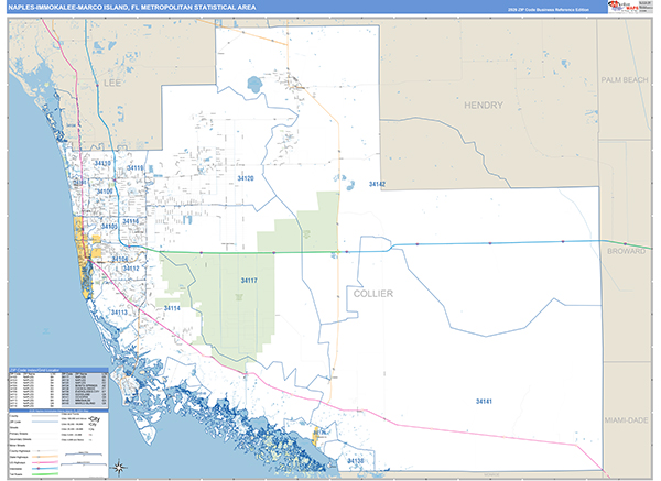 Naples-Immokalee-Marco Island Metro Area Wall Map